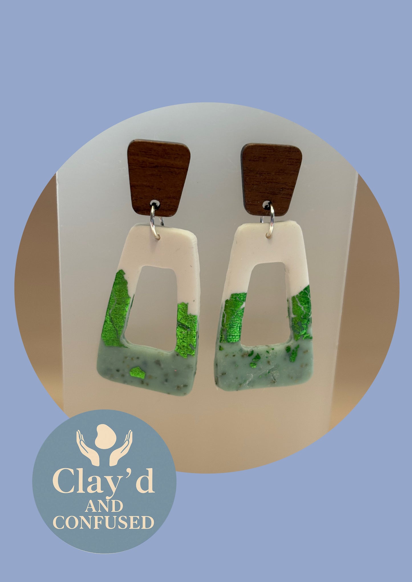 Green Glimmer Arch Earrings