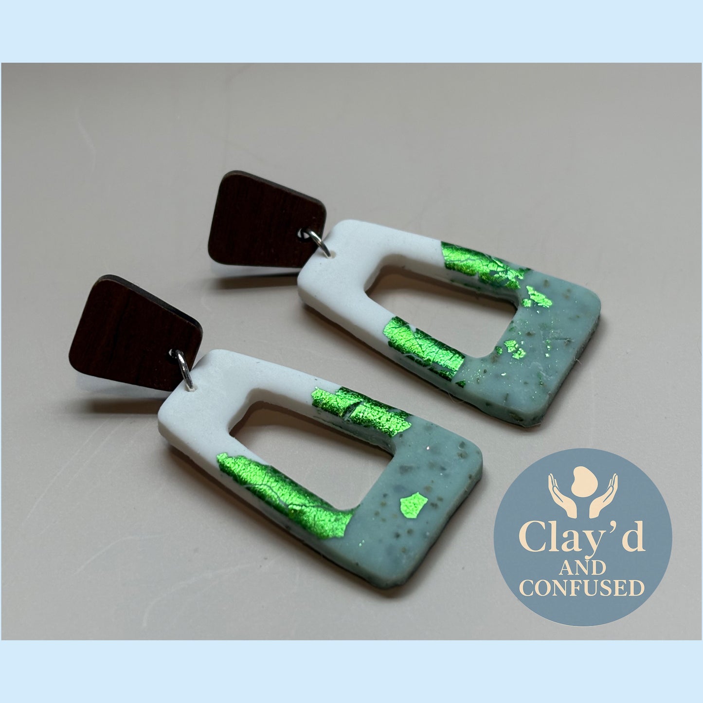 Green Glimmer Arch Earrings