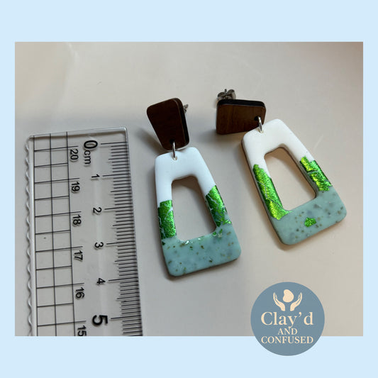 Green Glimmer Arch Earrings