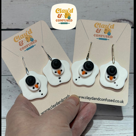 Melted Snowman Earrings