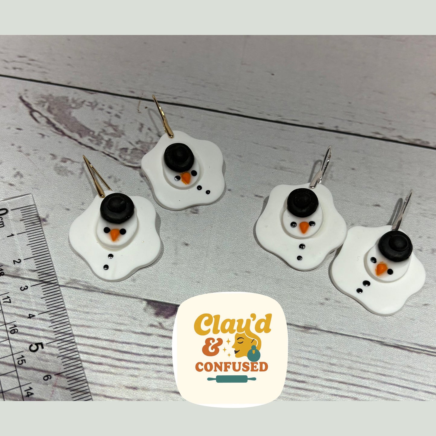 Melted Snowman Earrings